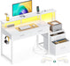 White Reversible Desk with LED Lights & Drawers