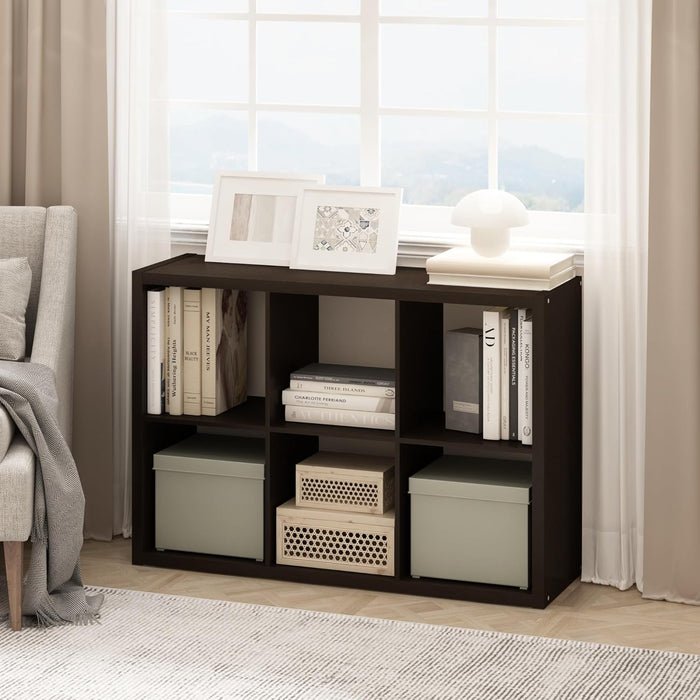 SixCube Reversible Bookcase With Black Oak Finishes
