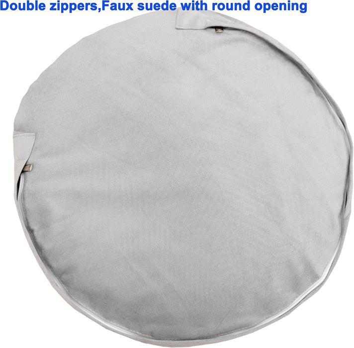 Round Pouf Ottoman Stuffed Plush Fiber Pouf Ottoman Footrest Foot Stool Bean Bag Ottoman Floor Pouf for Bedroom Living Room Accent Seat 20X12Inches with Modern Foam Filler (Black)