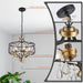Crystal Chandeliers for Dining Room,17.7" Black and Gold 6 Lights Hanging Pendant Lighting Fixture Metal Farmhouse Chandelier for Kitchen Island Entryway Living Room
