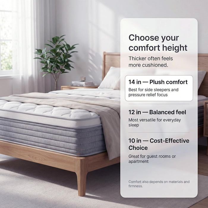 12 Inch Queen Mattress, Comfort Foam & Pocket Coil Hybrid Mattress in a Box, Medium Firm Cooling Breathable Knit Cover, Motion Isolation & Edge Support, Gray & White