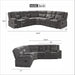 Manual Reclining Sectional Sofa  Premium Fabric, Console