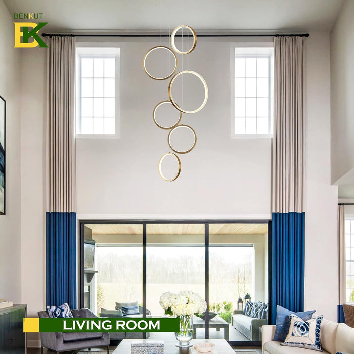 Gold Modern LED Chandelier Dimmable Pendant Luminaire