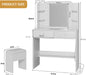 White Vanity Desk With Comprehensive Storage Mirror