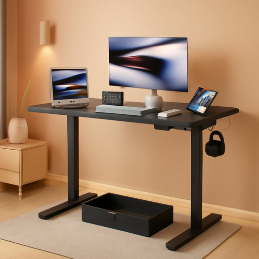 40 X 24 Inches Standing Desk with Drawer, Adjustable Height Electric Stand up Desk with Storage, Sit Stand Home Office Desk, Ergonomic Computer Desk, Black