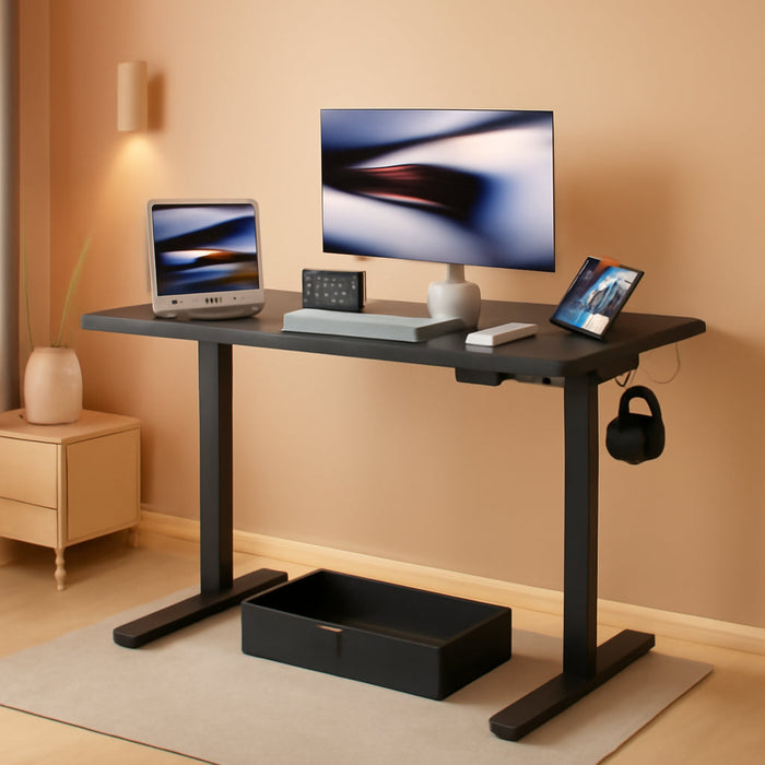 40 X 24 Inches Standing Desk with Drawer, Adjustable Height Electric Stand up Desk with Storage, Sit Stand Home Office Desk, Ergonomic Computer Desk, Black