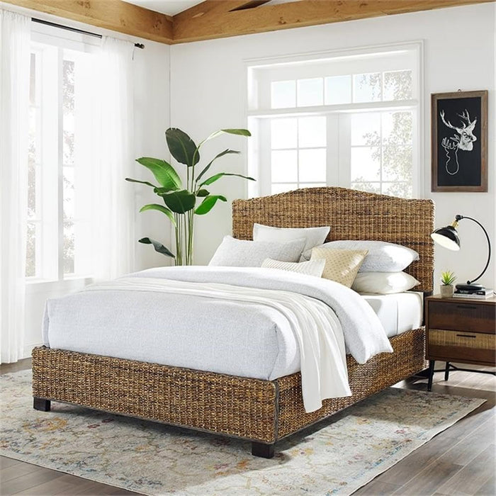 Queen Size Panel Bed with Headboard, Footboard, Platform, Wooden Slats in Wood, in Natural, No Box Spring Needed, Easy Assembly, up to 600 Lbs Weight Capacity