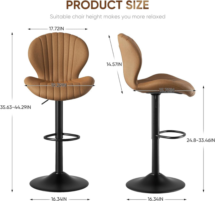 Bar Stools Set of 3 Modern Swivel Bar Chairs, Barstools Counter Height with High Backrest, Easy 3-5 Minute Assembly for Bar, Kitchen, Dining Room Brown