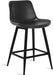 24 Inch Counter Stool, Modern Bucket Barstool Set of 3, Barstools with Back and Footrest, Faux Leather Bar Stools for Kitchen Island Restaurants, Black