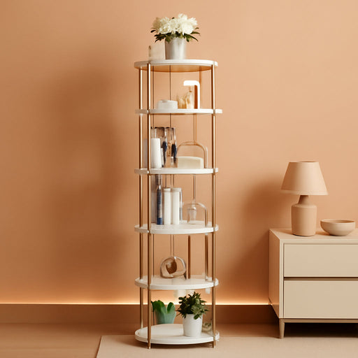 360° Rotating Bookshelf, Revolving Bookcase with Open Display Storage, round Book Shelf Tower, Freestanding Space Saving Vertical Storage Organizer for Living Room Bedroom, Corner Furniture