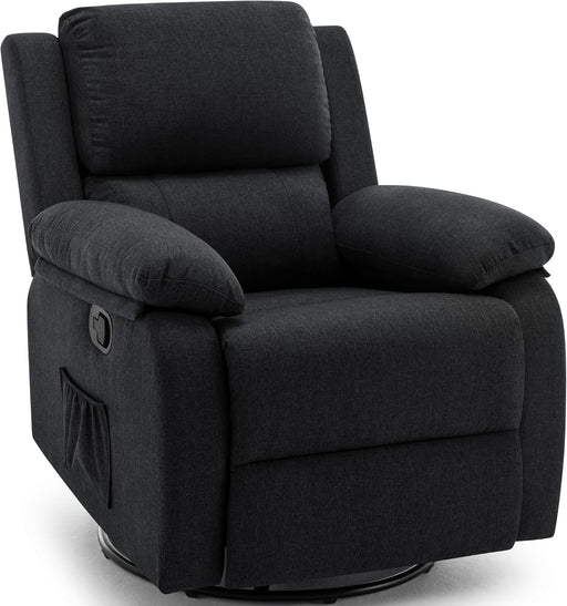 Recliner Chair, 360 Swivel Rocker Chair for Adults, Small Rocking Recliner Chair for Small Spaces, Upholstered Fabric Glider Recliner Nursery Chair with Side Pockets for Living Room, Nursery