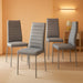PU Dining Chairs Set of 4, Modern Kitchen & Dining Room Chairs Faux Leather Upholstered Dinner Chairs with Metal Legs for Small Space (Could Gray, Horizontal Line)