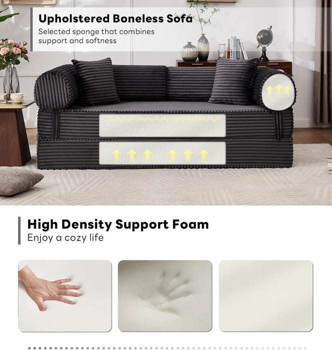 79Inch Convertible Sofa Bed Black Luxurious Comfort