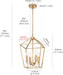 4-Light Gold Farmhouse Chandelier Iron Lantern Pendant Light