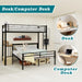 Black LShaped TwinOverFull BunkBedDesk HeavyDuty Metal