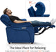 87.2'' Wall Hugger Power Recliner Sofa with Drop down Table, Reclining Sofa with Adjustable Headrest, USB Charge Ports, Reading Lamp, for Living Room, Rvs, Fabric, ST258M3 (3-Seater, Navy Blue) | Zero Wall Hugger