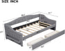 Twin XL Size Modern Upholstered Platform Bed with 2 Drawers, Linen Sofa Daybed with Wood Slat Support, Storage Bed Frame, Space Saving/Gray