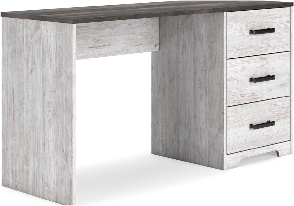 Signature Design by Ashley Shawburn Farmhouse 3-Drawer 54" Home Office Desk, White & Gray