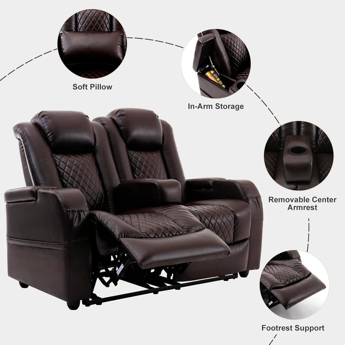 57" RV Recliner Loveseat - Brown PU Leather