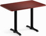 Rectangular Restaurant Table, Red Mahogany, MDF with PVC Top, 30X48 Inch, Standard Height, Indoor Commercial Dining Table with Cast Iron Base, 4 Seater