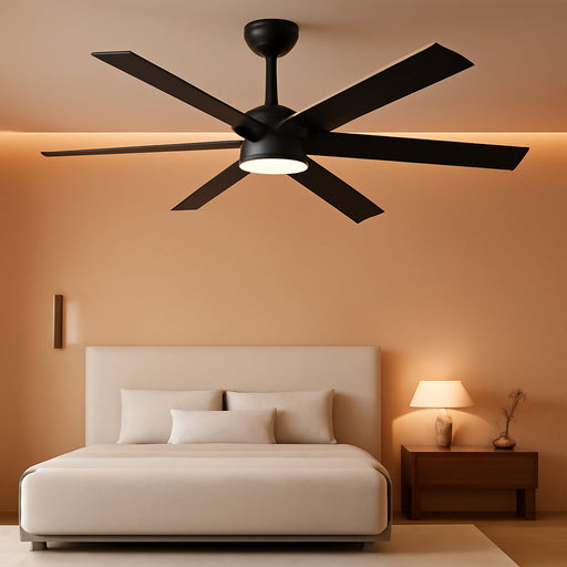 60 Inch Ceiling Fans with Lights and Remote, Reversible 6 Blades & Dimmable 3-Color Outdoor Ceiling Fans for Patios, DC Motor Large Ceiling Fan for Indoor or Covered Outdoor-Black