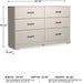 Signature Design by Ashley Stelsie 6 Drawer Bedroom Dresser, White, 60 Inch