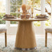 43-Inch Pedestal round Dining Table for 2-4, Oak Brown Wood Grain