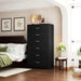 48" Tall Dresser for Bedroom Chest of Drawers with Power Outlets Wood 6 Drawers Dresser with Large Storage Space and Metal Handles Modern Closet Storage Drawer for Living Room Hallway Black