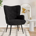 Black Mid Century Velvet Upholstered Wingback Armchair