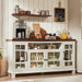 60-Inch Sideboard Buffet Cabinet with Glass Doors,White