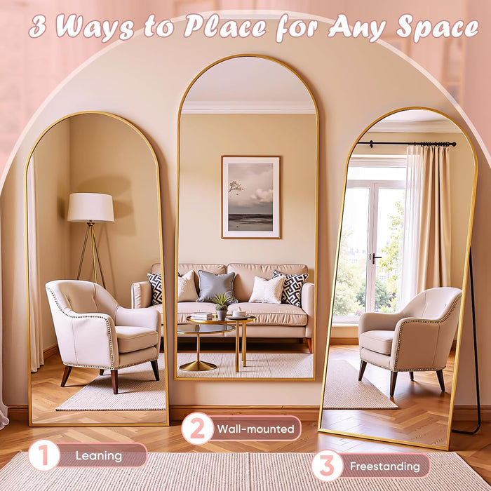 Full Length Mirror, 58" X 18" Arched Full Body Mirror Large Standing Floor Mirrors, Mirrors for Bedroom, Bathroom, Living Room Standing or Wall Leaning, Gold