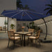 11Ft Offset Cantilever Patio Umbrella with Solar Lights, Large round Outdoor Umbrella with Base Included, Aluminum Frame, 360° Rotation & Infinite Tilt for Deck Pool Backyard, Navy Blue
