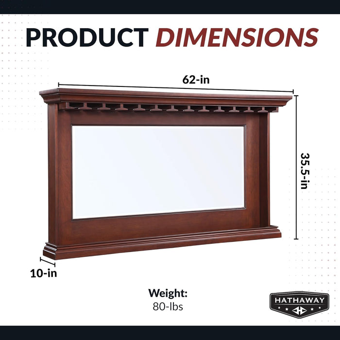 Seville 62x35.5 Inch Walnut Wall Mirror with Shelf