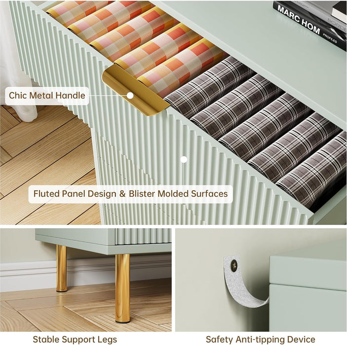 Fluted 3 Drawer Dresser for Bedroom, 30" Wooden Dressers