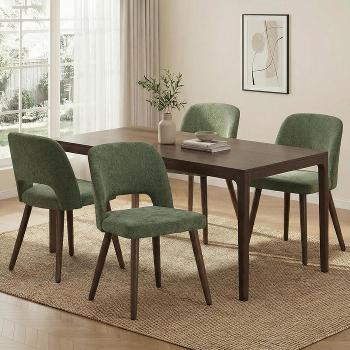Wooden Dining Chairs Set of 4, Fabric Dining Room Chairs, Green