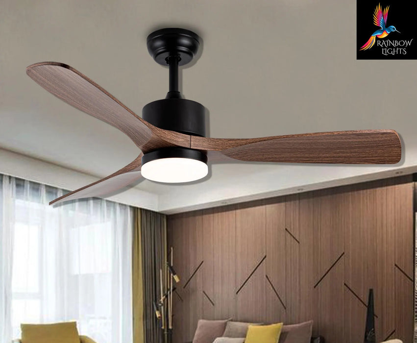 Brown Color Ceiling Fan with a Diameter of 48" | Rustic Ceiling Fan with Cage | Ceiling Fan with Wooden Blades | Ceiling Fan with Light