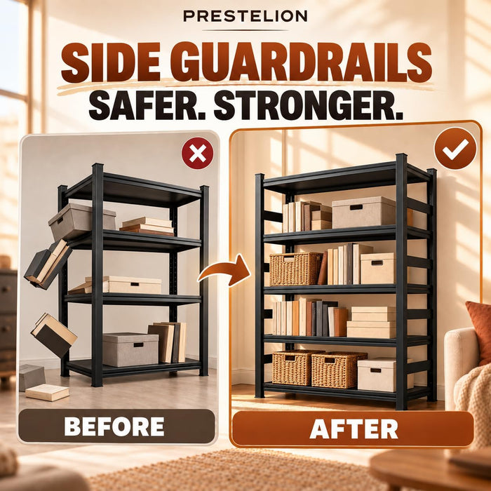 Metal Book Shelf Adjustable Heavy Duty Bookshelf with Tool-Free Assembly