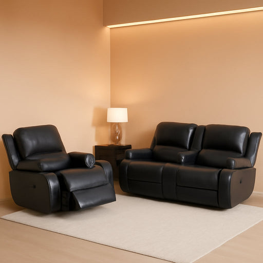 Alpine Living Room Recliner Set Include Love Seat, Sofa, 2-Piece,Black