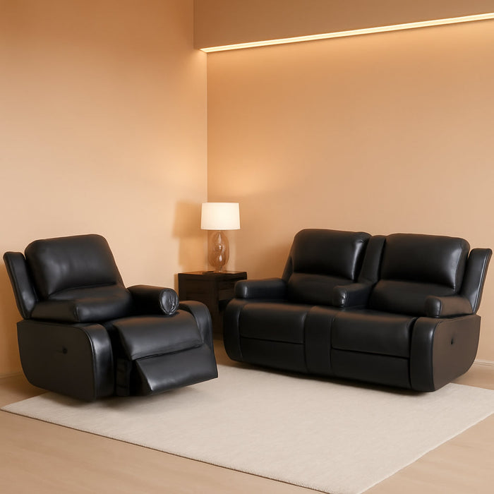 Alpine Living Room Recliner Set Include Love Seat, Sofa, 2-Piece,Black