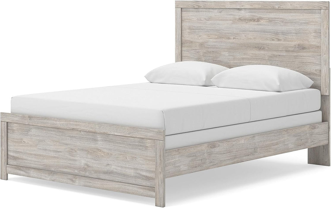 Signature Design by Ashley Jonnifer Queen Panel Bed Frame, Light Gray Bedroom Furniture with Panel Headboard, Engineered Wood and Decorative Laminate, Relaxed Casual Style