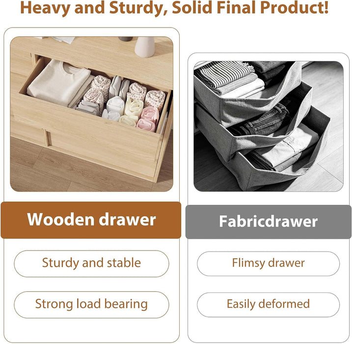 3 Dresser for Bedroom, 30.5" Tall Dresser, Freestanding Vertical Drawer with Storage, Wooden Closet Chest Storage for Living Room, Hallway, Entryway, Natural Oak