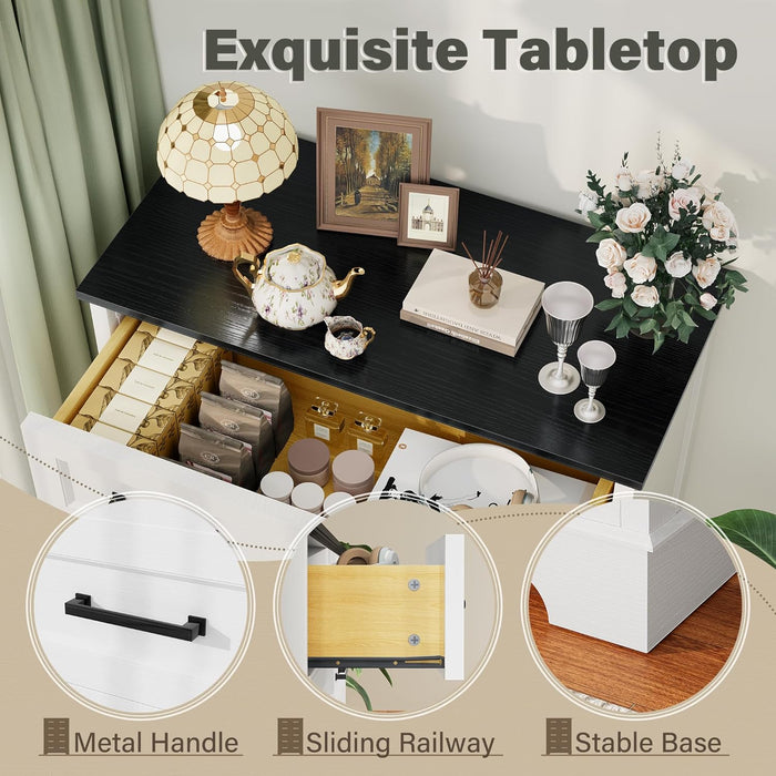 Tall Dresser Five Drawers Farmhouse White Distressed