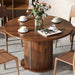 47 Inch round Dining Table for 4-6, Circle Farmhouse Kitchen Table with Storage Space, Wood Strip Base for Dining Room, Living Room, Lunch (Dark Brown)