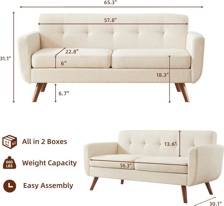 Modern Beige Loveseat for Small Spaces