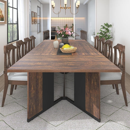 Brown 94 Inch SolidWood Dining Table StainResistant