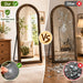 65"X22" Arched Full Length Mirror with Solid Wood Frame, Walnut