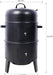 16-Inch Vertical Charcoal Smoker Grill, 3-In-1 BBQ Smoker & Grill with Thermometer, Dual Doors, Adjustable Vents, Portable Outdoor Cooker for Camping & Backyard