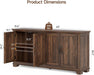 63 Inch Buffet Cabinet with Storage, 4 Carved Doors, Brown