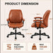 PU Leather Office Chair with Lumbar Support, Removable Arms, Brown