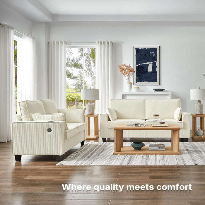 Beige 65-Inch Sleeper Sofa Bed, 2-in-1 Convertible